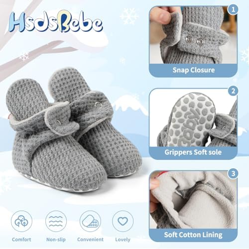 HsdsBebe Unisex Newborn Baby Cotton Booties Non-Slip Sole - Image 5