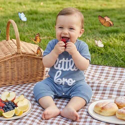allshope Newborn Baby Boy Summer Outfit Romper Letter Embroidery Short Sleeve - Image 3