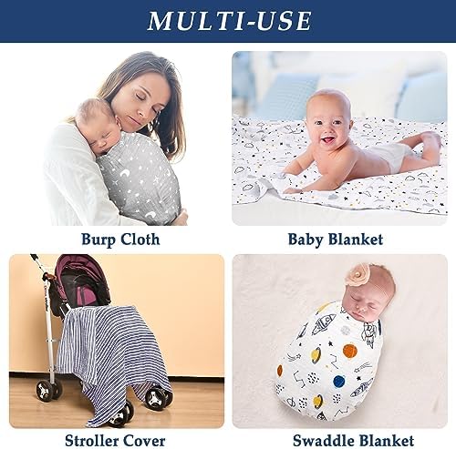 david's kids 4 Pack Baby Muslin Swaddle Blankets, 100% Cotton and Ultra Soft - Image 6