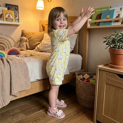 Kuriozud Baby Girl Boy Romper Pajamas Onesie Short Sleeve Button Down Pjs - Image 3