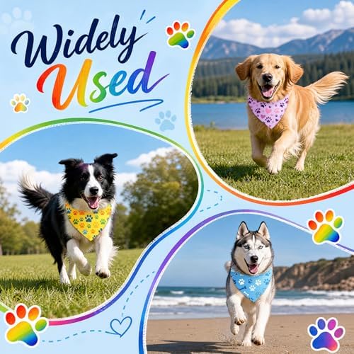 50 Pcs National Dog Day Dog Bandanas Bulk Pastel Paw Prints Pattern - Image 6