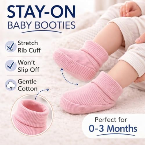 CEOBABY Baby Booties 0–3 Months, Newborn Shoes, Soft Cotton Infant Bootie Socks - Image 6