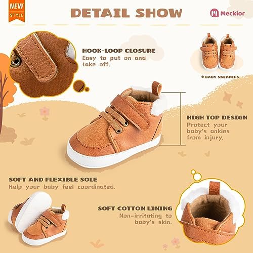 Meckior Toddler Baby Boys Girls High Tops Ankle Sneakers Soft Anti-Slip Sole PU - Image 5