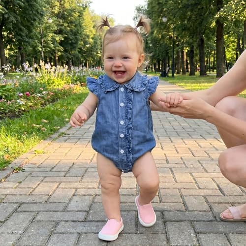 Baby Girl Denim Outfit Button Romper Jean Jumpsuit Shorts Overalls Toddler - Image 4