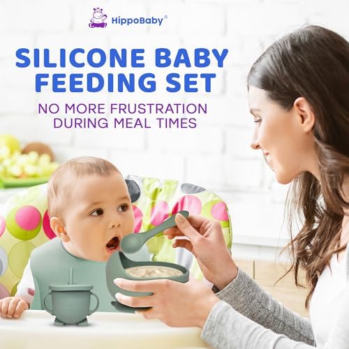 HippoBaby Baby Led Weaning Supplies | 10 Piece Silicone Baby Feeding Set - Image 2