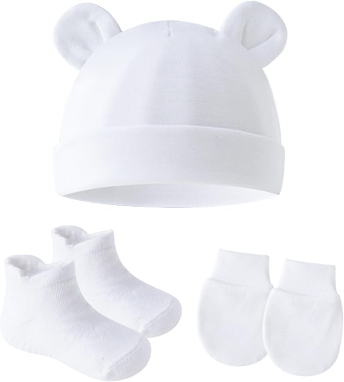 UTTPLL Newborn Hats Mittens Set Toddler Girls Boys Cotton Nursery Hospital by UTTPLL