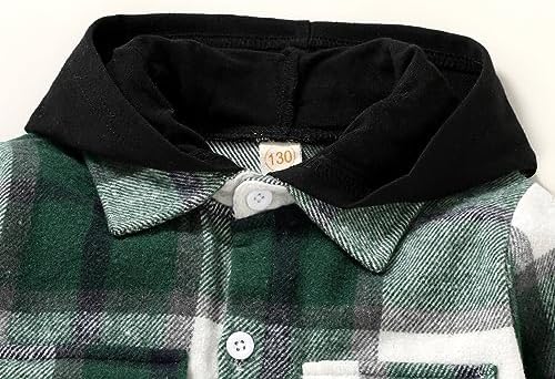YOUNGER STAR Toddler Kids Boys Girls Flannel Hooded Plaid Shirt Button Baby Red - Image 4
