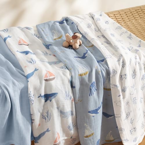PHF Muslin Swaddle Blankets for Newborn, Large 47x 47 Inches, 4 Pack Organic - Image 6