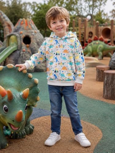 RETSUGO Baby Boys Dinosaurs Hoodie Boy Girls Truck Pullover - Image 2