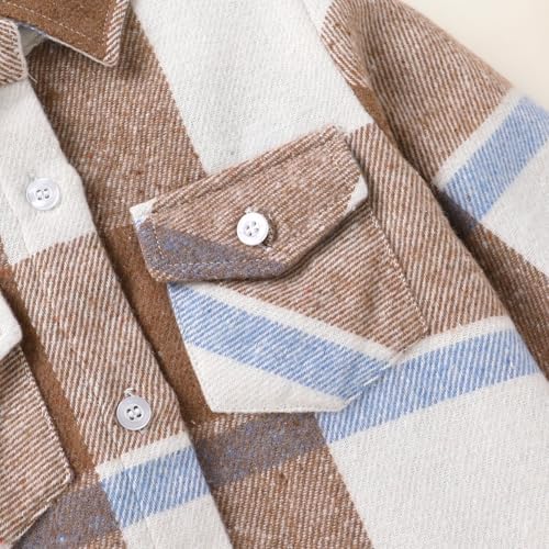 YOUNGER STAR Toddler Kids Boys Girls Flannel Hooded Plaid Shirt Button Baby Red - Image 4