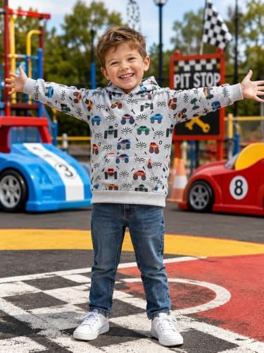 RETSUGO Baby Boys Dinosaurs Hoodie Boy Girls Truck Pullover - Image 2
