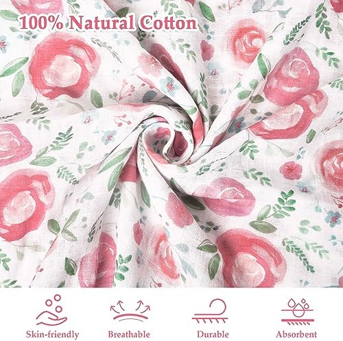 david's kids 4 Pack Baby Muslin Swaddle Blankets, 100% Cotton and Ultra Soft - Image 5