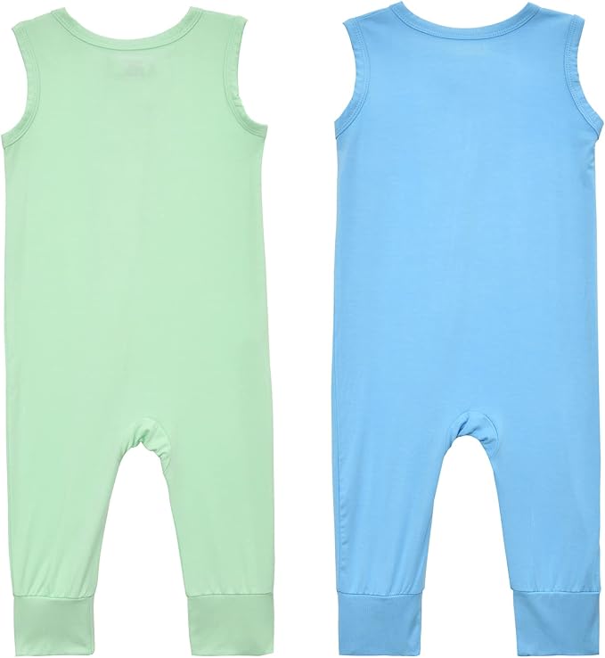 Aablexema Baby Rayon of Bamboo Sleeveless Footless Zipper Romper 0-24M | 2pcs - Image 2