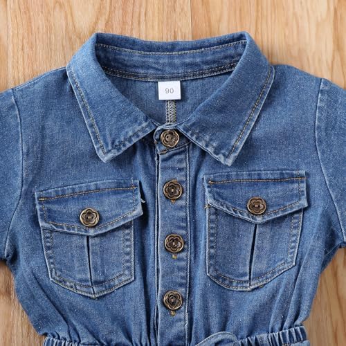 Baby Girl Denim Outfit Button Romper Jean Jumpsuit Shorts Overalls Toddler - Image 4