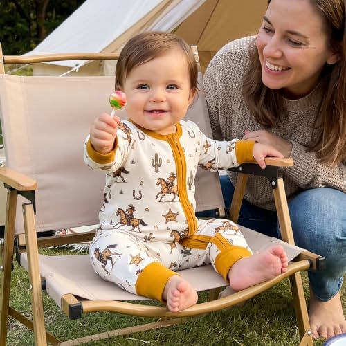 Western Baby Cowboy Clothes Neutral Zipped Fall Romper Outfit - Image 2