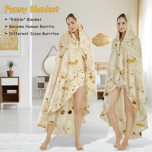 SeaRoomy 71 inches Burrito Tortilla Blanket, Funny Food Throw Blanket - Image 6