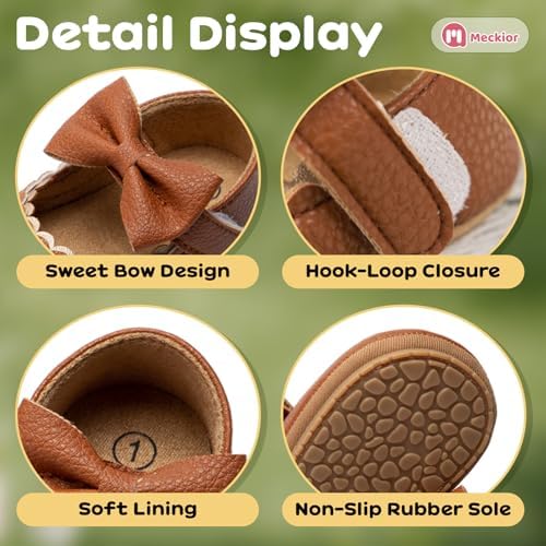 Meckior Infant Baby Girls Soft Sole Bowknot Princess Wedding Dress Mary Jane - Image 5