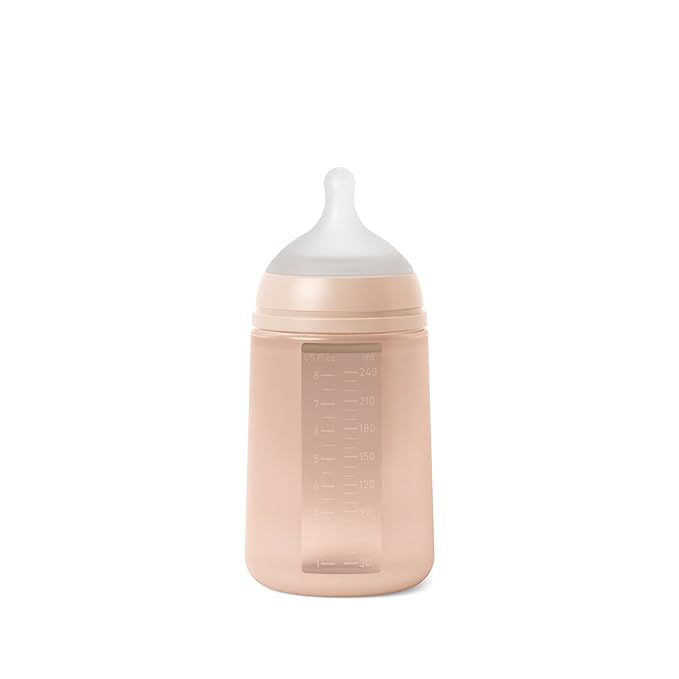 Suavinex Color Essence SX PRO Physiological Soft Flexible Silicone Baby Bottle, Anti Colic Baby Bottles, Supports Breast Feeding Babies, Made in Spain, Medium Flow, 8oz, Marshmallow Nude
