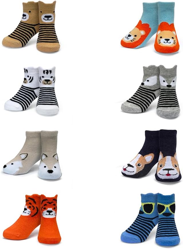 Little Me 8-Pack Baby Socks, Animal Charter Themed, 0-12 Months - Image 2