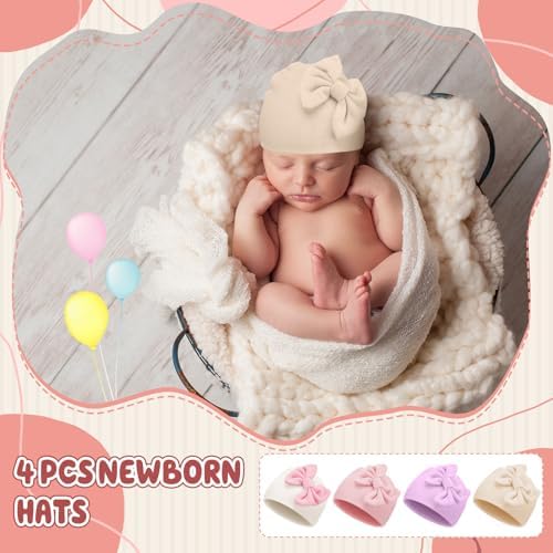 Cuffbow 4 Pcs Preemie Hats Baby Cap - Image 3