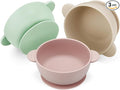 PandaEar 3 Pack Baby Bowls with Suction| Stay Put Silicone Food Bowl for Babies Kids Toddlers Infants| Food Grade Soft Safe BPA-Free Silicone (Pink Green Light Tan)