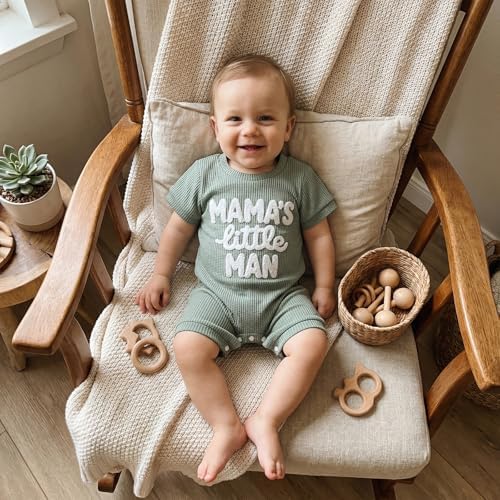 allshope Newborn Baby Boy Summer Outfit Romper Letter Embroidery Short Sleeve - Image 4