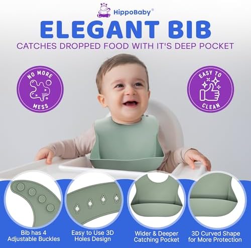 HippoBaby Baby Led Weaning Supplies | 10 Piece Silicone Baby Feeding Set - Image 6