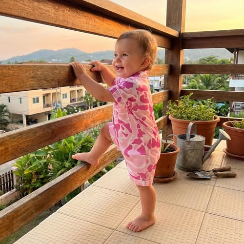 Kuriozud Baby Girl Boy Romper Pajamas Onesie Short Sleeve Button Down Pjs - Image 5