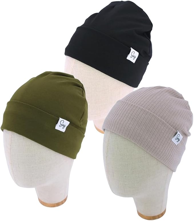 Jersey Beanie Hat for Newborn Baby Boys Girls Silky Satin Lined Hats Bonnet - Image 2