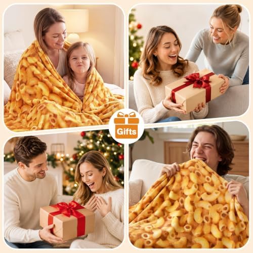 SeaRoomy Macaroni Blanket, Realistic Food Funny Round Blanket, 60 in - Image 5