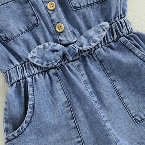 Baby Girl Denim Outfit Button Romper Jean Jumpsuit Shorts Overalls Toddler - Image 7
