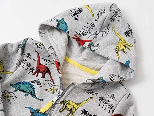 Baby Toddler Boys Dinosaur Hooded Zip Jacket Casual Outerwear Active Sweatshirt - Image 2