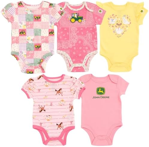 John Deere Farm Animals Tractor Truck Baby 5 Pack Short Sleeve Bodysuits by JohnDeere