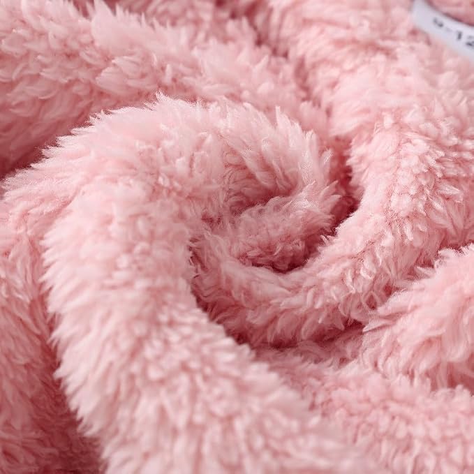 Baby Girls Plush Fleece Hooded Jacket Warm Zip Up Winter Coat - Image 5