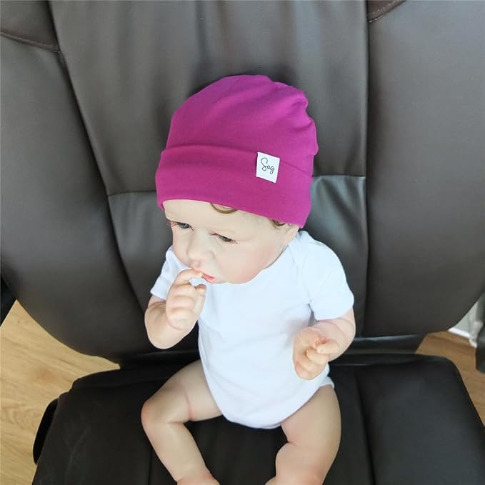 Jersey Beanie Hat for Newborn Baby Boys Girls Silky Satin Lined Hats Bonnet - Image 4