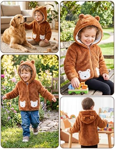 Unisex Baby Fleece Jacket Winter Sherpa Lined Hoodie - Image 6