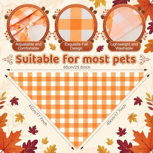 50 Pcs Fall Plaid Dog Bandanas Bulk Autumn Gingham Check Pattern - Image 3