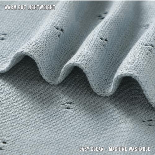 100% Luxury Organic Cotton Pointelle Knit Baby Quilt Blanket - Image 6