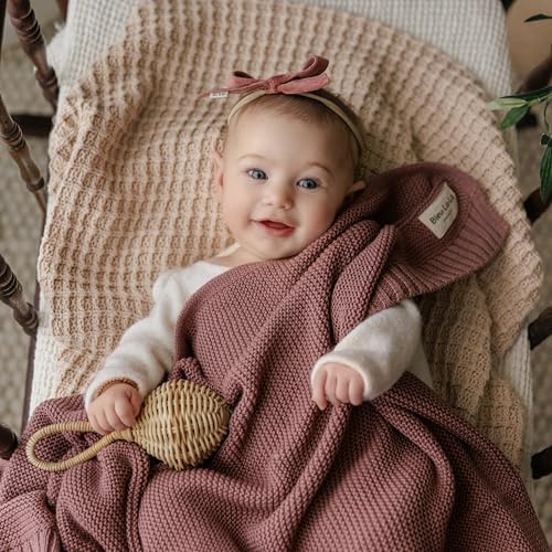 100% Organic Cotton Heritage Knit Textured Baby Quilt Blanket - Image 4