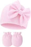 UTTPLL Newborn Beanies Cap No Scratch Mittens Set 0-6 Months Infant Bow Caps by UTTPLL