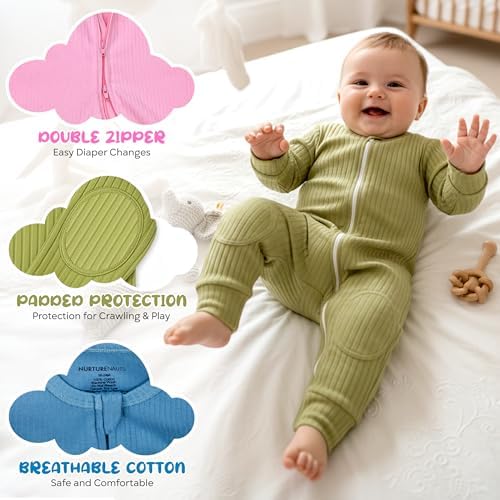 NurtureNauts® Scoot Suit, 100% Cotton, Elbow & Knee Pads, 2-Way Zipper - Image 2