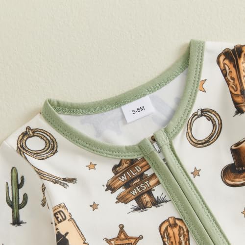 Western Baby Cowboy Clothes Neutral Zipped Fall Romper Outfit - Image 6