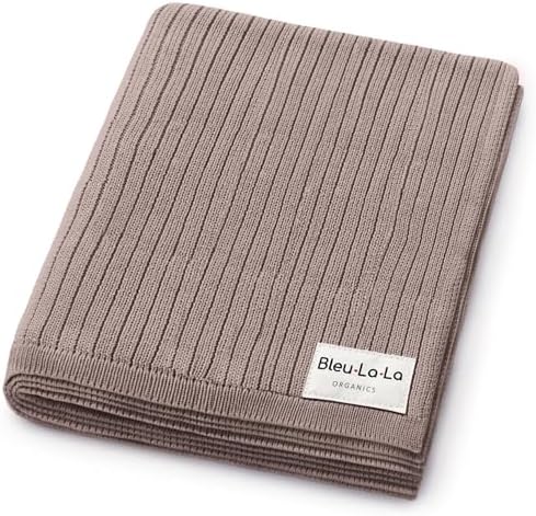 100% Organic Cotton Baby Blanket – Luxury Stretch Ribbed Knit, Breathable by BleuLaLa