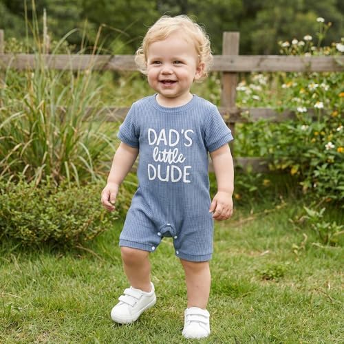 allshope Newborn Baby Boy Summer Outfit Romper Letter Embroidery Short Sleeve - Image 3