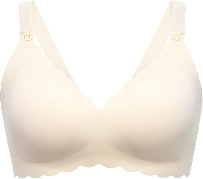 Momcozy Nursing Bras for Breastfeeding, Seamless Pregnancy Maternity Bra Wireless Classic Jelly Strip Support Nursing Bra
