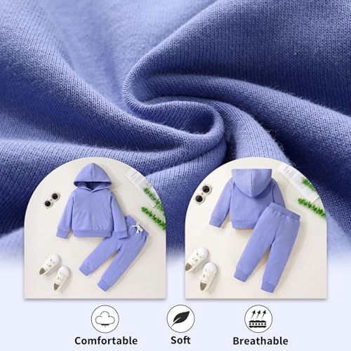 YOUNGER TREE Baby Clothes for Girls Boy Solid Color Hoodie and Sweatpants - Image 3