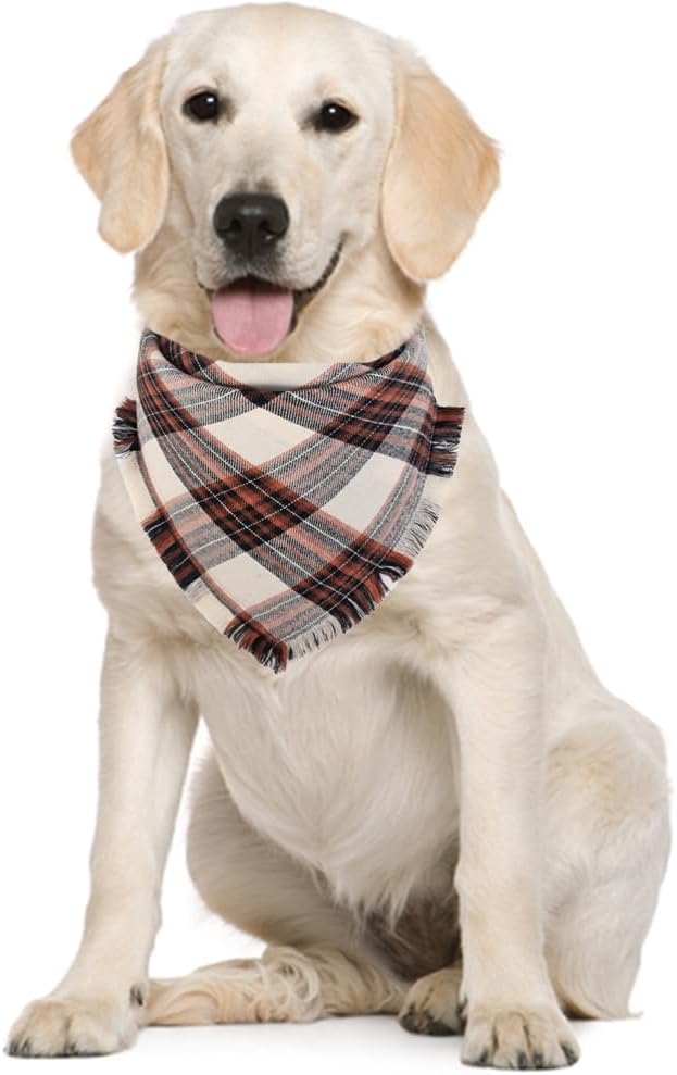Fall Dog Bandana Autumn Thanksgiving Plaid Reversible Triangle Bibs Scarf - Image 3