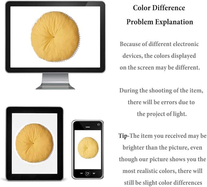 Large Floor Pillow Kids Round Floor Cushion Seating, 35 inches Big Circle Pillow, Round Pillows Seating for Children, Oversized Mat for Reading Nook Teepee Playroom Nursery Canopy Yellow