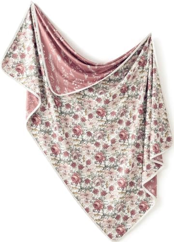 Little Jump Stretchy Jersey Knit Swaddle Blankets, Premium Cotton Floral Baby by LittleJump