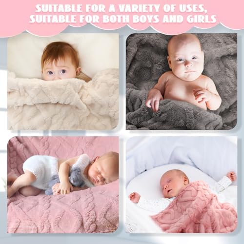 VitalCozy 4 Pcs Fleece Baby Blankets 3D Plush Soft Newborn, Warm Receiving - Image 6